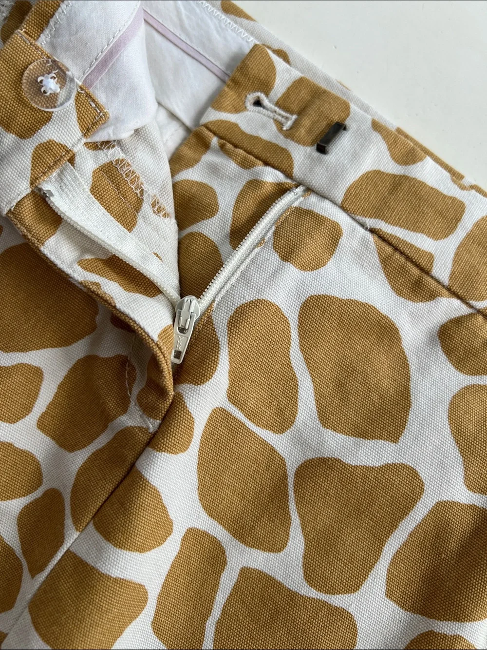 J. Crew Cotton Off White with Allover Print Mini Skirt with Pockets Size 4